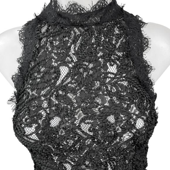 Zara Trafaluc Black Floral Lace Halter Embroidered Sleeveless Crop Tank Top Sz S - Picture 9 of 9